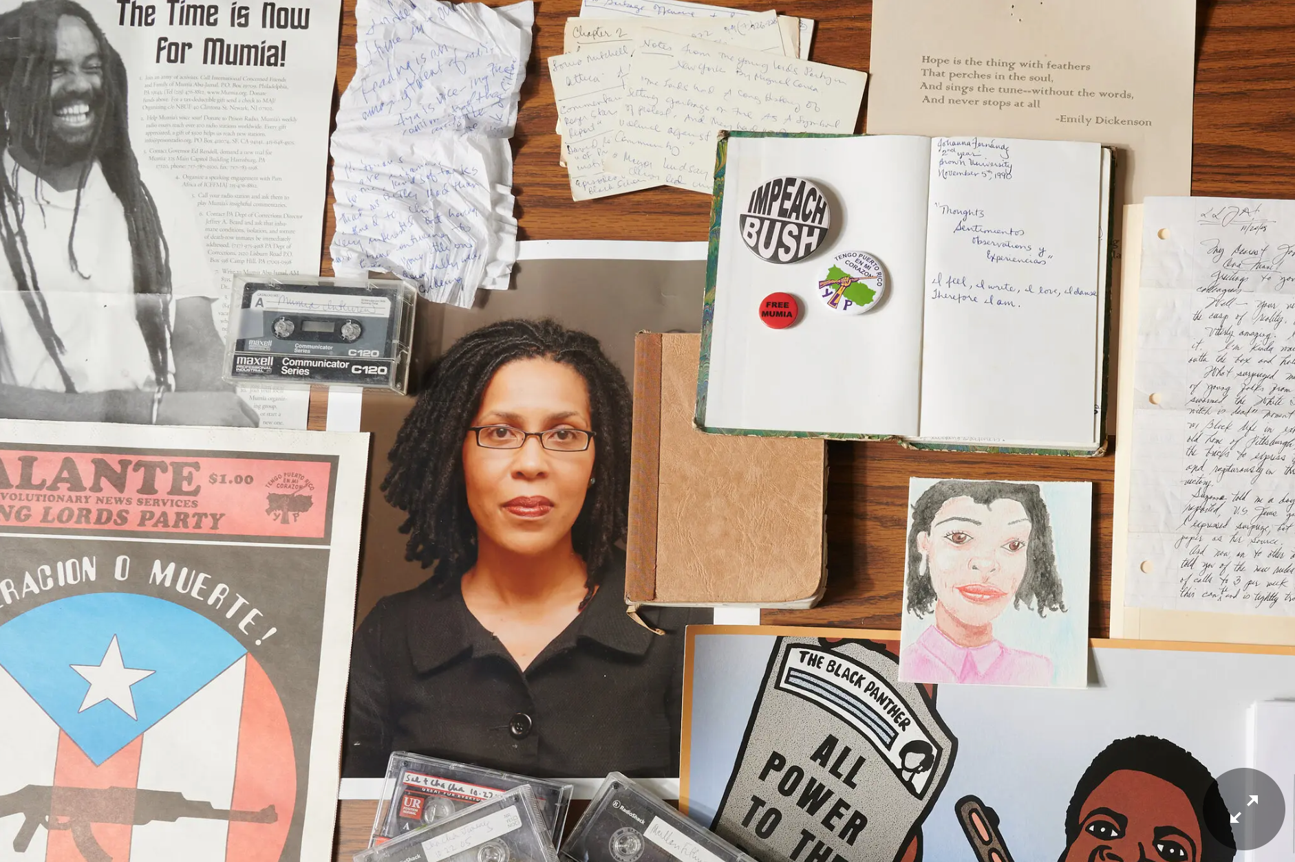 Some archival items of Mumia Abu-Jamal. Image by Phillip Keith for The NY Times. 
